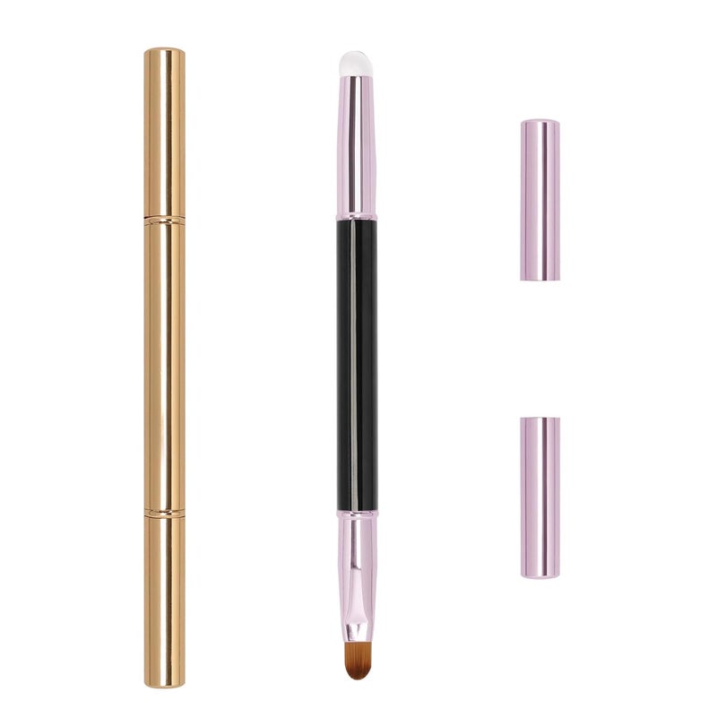 Unaone 2Packs Lip Brush for Lipstick, Dual-Ended Silicone & Bristle Tips Lip Makeup Brush, Lipstick Brush for Lip Gloss - Image 1